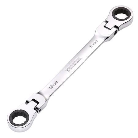 Draper 27756 HI TORQ Metric Flexible Head Double Ring Ratchet Spanner, 16 x 17mm