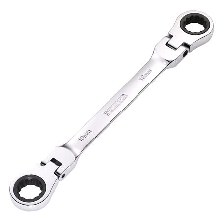 Draper 27759 HI TORQ Metric Flexible Head Double Ring Ratchet Spanner, 18 x 19mm