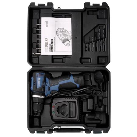 Draper 27879 DXPULSE 12V Brushless Combi Drill Kit, 2 x 2.0Ah Batteries, 1 x Charger