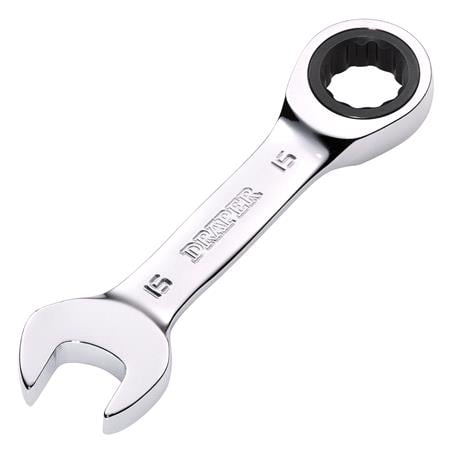 Draper 27909 HI TORQ Metric Stubby Ratchet Combination Spanner, 15mm