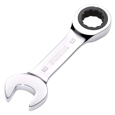 Draper 27915 HI TORQ Metric Stubby Ratchet Combination Spanner, 18mm
