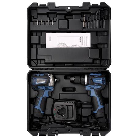 Draper 27983 DXPULSE 12V Brushless Combi Drill & Impact Driver Kit, 1/4" Sq. Dr., 2 x 2.0Ah Batteries, 1 x Charger
