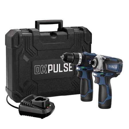 Draper 27983 DXPULSE 12V Brushless Combi Drill & Impact Driver Kit, 1/4" Sq. Dr., 2 x 2.0Ah Batteries, 1 x Charger