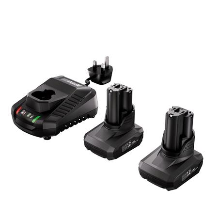 Draper 28003 DXPULSE 12V Brushless Combi Drill & Impact Driver Kit, 1/4" Sq. Dr., 2 x 4.0Ah Batteries, 1 x Fast Charger