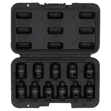 Draper 28193 Impact Pipe Plug Socket Set, 3/8" Sq. Dr. (11 Piece)
