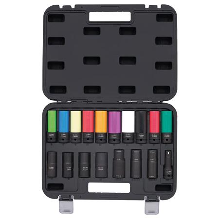 Draper 28198 Wheel Nut Socket Set, 1/2" Sq. Dr. (18 Piece)