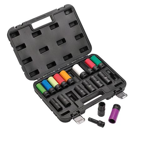 Draper 28198 Wheel Nut Socket Set, 1/2" Sq. Dr. (18 Piece)