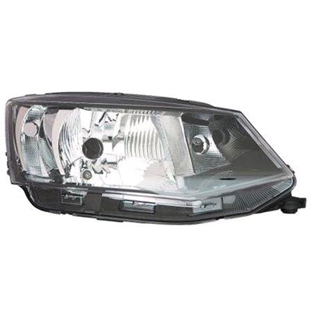 Right Headlamp (Halogen, Takes H4 Bulbs, With Standard Bulb Daytime Rinng Light, Supplied With Motor & Bulb, Original Equipment) for Skoda Fabia 2014 on