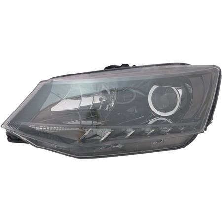 Left Headlamp (Halogen, Takes H7 / H7 Bulbs, With LED Daytime Running Light, Supplied With Motor & Bulbs, Original Equipment) for Skoda Fabia 2014 on