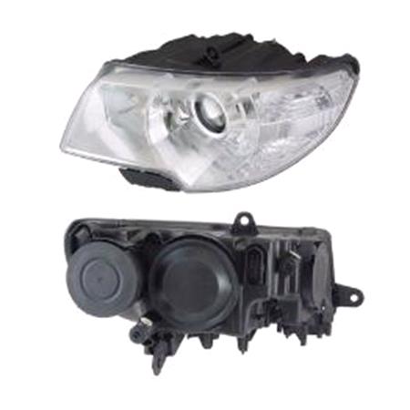 Left Headlamp (Halogen, Takes H7 / H3 Bulbs, Supplied With Motor, For Models Without Headlamp Wash) for Skoda SUPERB 2008 2013