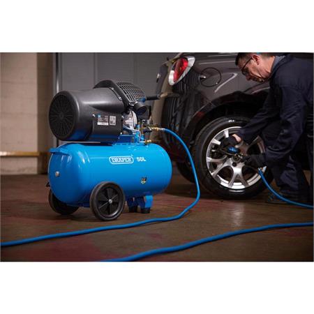 Draper 29355 50L Direct Drive V Twin Air Compressor, 2.2kW/3hp