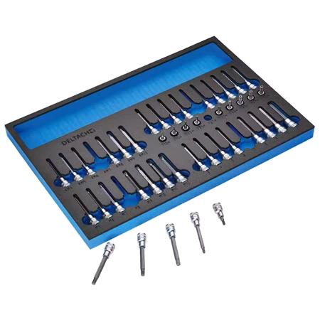 Draper 29447 BUNKER Resi Torx, Hexagon, Multi Tooth/Spline, Ribe Socket Set, 3/8" Sq. Dr. in EVA Foam Inlay