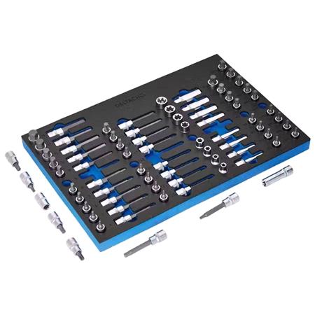 Draper 29449 BUNKER Torx, Hexagon, E Torx, Multi Tooth/Spline, Ribe Socket Set, 1/2" Sq. Dr. in EVA Foam Inlay