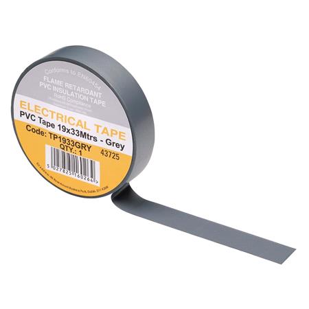 Draper 29500 Grey PVC Electrical Insulation Tape, 19mm x 33m (Pack of 10)