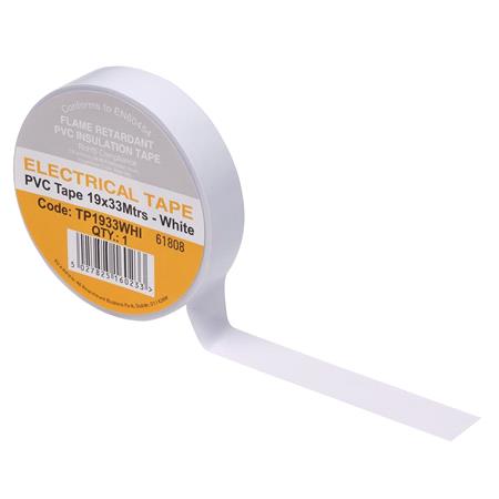 Draper 29503 White PVC Electrical Insulation Tape, 19mm x 33m (Pack of 10)