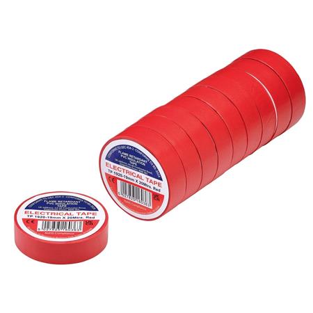 Draper 29530 Red PVC Electrical Insulation Tape, 19mm x 20m (Pack of 10)