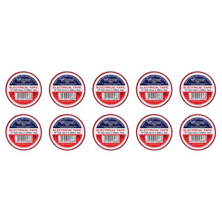 Draper 29530 Red PVC Electrical Insulation Tape, 19mm x 20m (Pack of 10)