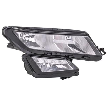 Right Headlamp (Halogen, Take H7 / H7 Bulbs, With LED Daytime Running Light, Supplied with Motor and Bulbs) for Skoda KODIAQ 2017 to 2021