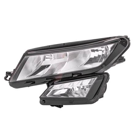 Left Headlamp (Halogen, Take H7 / H7 Bulbs, With LED Daytime Running Light, Supplied With Bulbs & Motor, Original Equipment) for Skoda KODIAQ 2017 2021