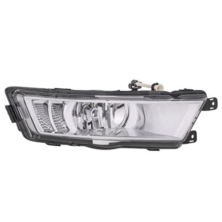 Right Front Fog Lamp (Chrome Bezel, Takes H8 Bulb, With LED Daytime Running Lamp, Original Equipment) for Skoda RAPID Spaceback 2012 2017