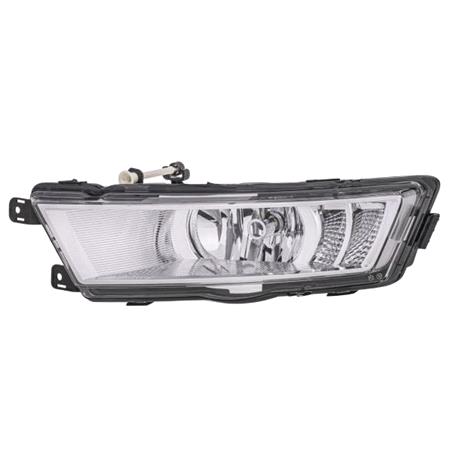 Left Front Fog Lamp (Chrome Bezel, Takes H8 Bulb, With LED Daytime Running Lamp, Original Equipment) for Skoda RAPID Spaceback 2012 2017