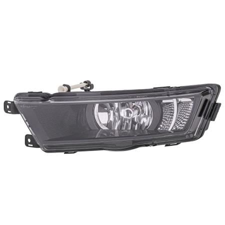Left Front Fog Lamp (Black Bezel, Takes H8 Bulb, With LED Daytime Running Lamp, Original Equipment) for Skoda RAPID 2012 2017