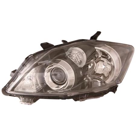 Left Headlamp (With Black Bezel, Halogen, Takes H11 / HB3 Bulbs, With Load Level Adjustment, Supplied Without Motor / Bulbs) for Toyota AURIS  2010 2012