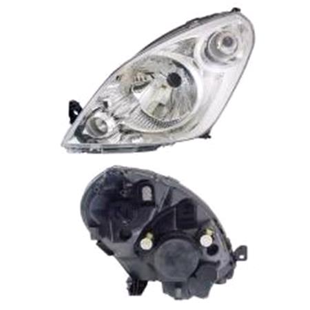 Left Headlamp (Halogen, Takes H4 Bulb, Supplied With Motor, Original Equipment) for Suzuki SPLASH 2008 on