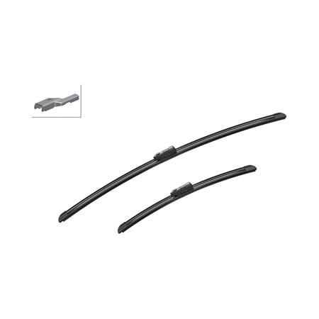 BOSCH A144S Aerotwin Flat Wiper Blade Front Set (650 / 400mm   Top Lock Arm Connection) for Peugeot 208 Hatchback Van, 2012 Onwards