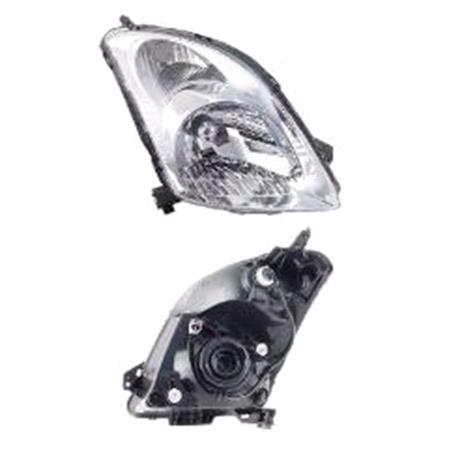 Right Headlamp (Chrome Bezel, Without Load Level Adjustment) for Suzuki SWIFT III 2005 on