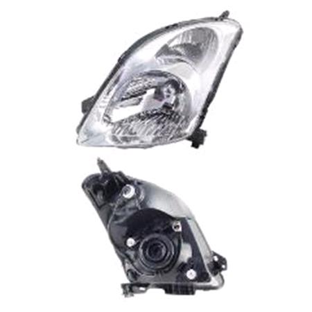 Left Headlamp (Chrome Bezel, Without Load Level Adjustment) for Suzuki SWIFT III 2005 on