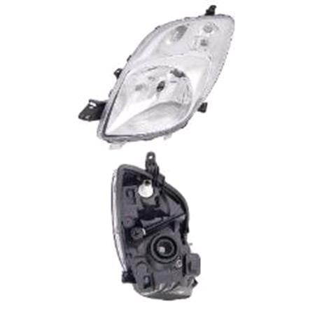 Left Headlamp (Halogen, Takes H4 Bulb, Supplied With Motor) for Toyota YARIS 2006 2009