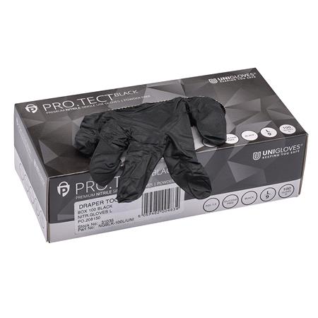 Draper 31035 Nitrile Gloves, Large, Black (Pack of 100)