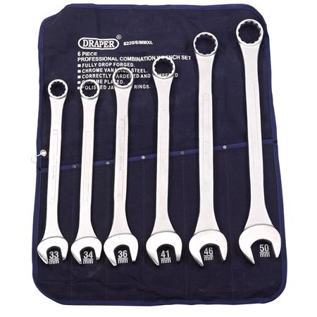 Draper 31167 Heavy Duty Long Pattern Metric Combination Spanner Set (6 Piece)