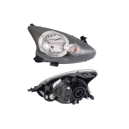 Right Headlamp (Halogen, Takes H4 Bulb, Supplied With Motor, Original Equipment) for Toyota AYGO  2005 2012