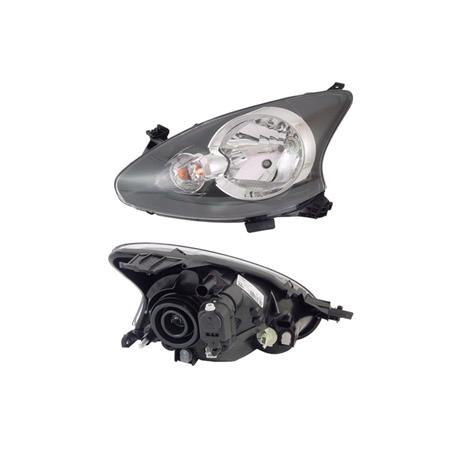 Left Headlamp (Halogen, Takes H4 Bulb, Supplied With Motor, Original Equipment) for Toyota AYGO  2005 2012