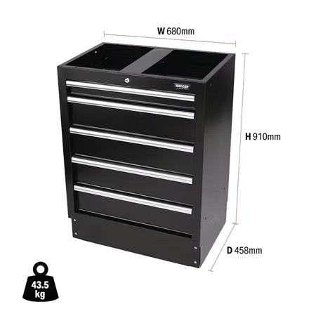 Draper 31387 BUNKER Modular Floor Cabinet, 5 Drawer, 680mm