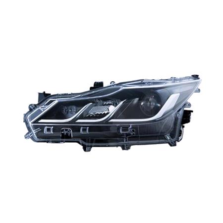 Left Headlamp (Halogen, Takes HIR2 Bulb, With LED Daytime Running Light, Supplied With Motor, Original Equipment) for Toyota COROLLA 2019 on
