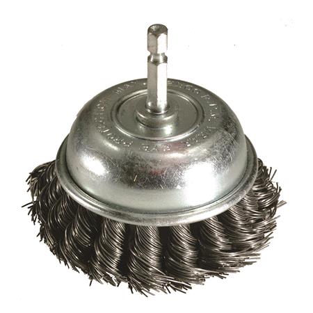LASER 3148 Twist Knot Brush   Cup Type With Quick Chuck End   75mm