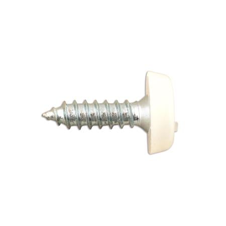 Connect 31542 Number Plate Screws   White Polytop   4.8mm x 18.0mm   Pack Of 100