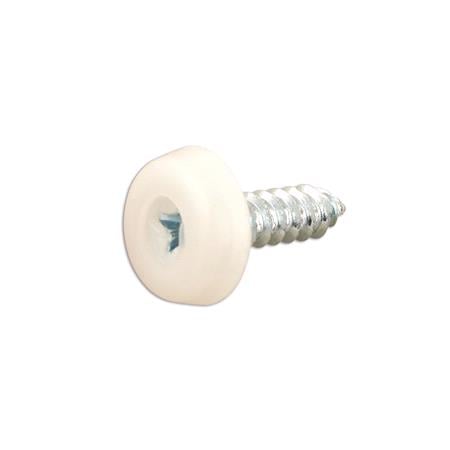 Connect 31542 Number Plate Screws   White Polytop   4.8mm x 18.0mm   Pack Of 100