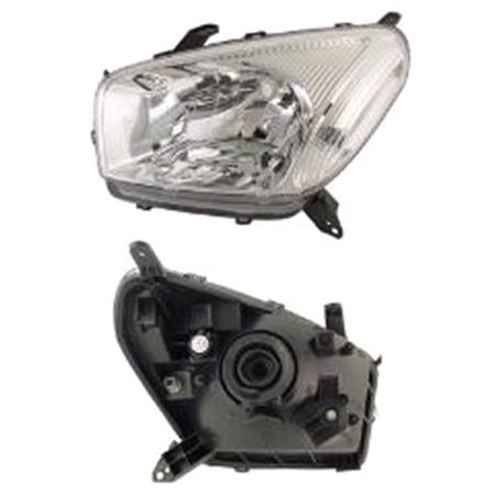 Left Headlamp Unit (Halogen, Takes H4 Bulb) for Toyota RAV 4 Mk II 2001 2004