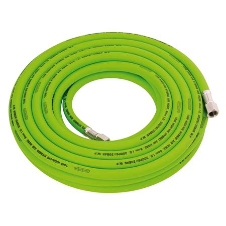 Draper 31734 High Visibility Hybrid Air Hose, 10m x 8mm, 1/4" BSP, Green