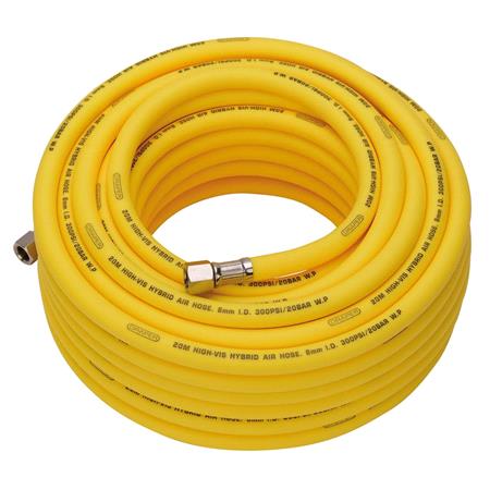 Draper 31736 High Visibility Hybrid Air Hose, 20m x 8mm, 1/4" BSP, Yellow
