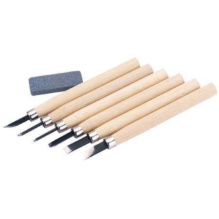 Draper 31777 Wood Carving Set with Sharpening Stone (7 Piece)