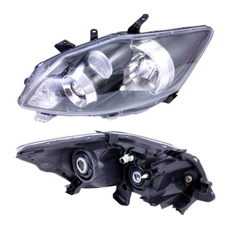 Left Headlamp (With Black Bezel, Halogen, Takes H11 / HB3 Bulbs, Sport Models, Supplied With Motor, Original Equipment) for Toyota AURIS VAN van 2010 2012