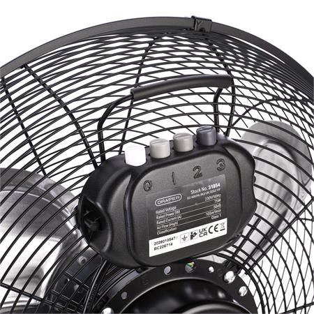 Draper 31854 230V High Velocity Floor Fan, 16"/400mm, 75W