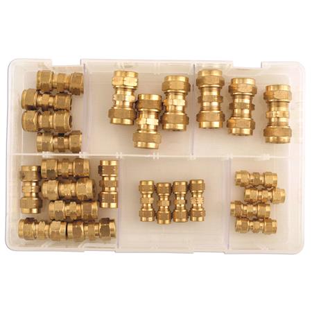 Connect 31879 Pipe Connectors   Assorted Brass   Metric   Box Qty 25