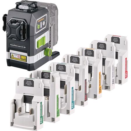 Draper 32168 Laserliner PowerPlane Laser 3G Multi 18V Three Dimensional Green Laser Kit with 7 Power Adapters