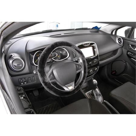 Plush Comfort Steering Wheel Cover   Black   O 36 42 cm